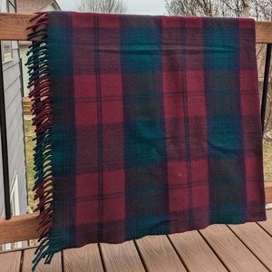 LANDS' END COMING HOME wool plaid throw blanket
